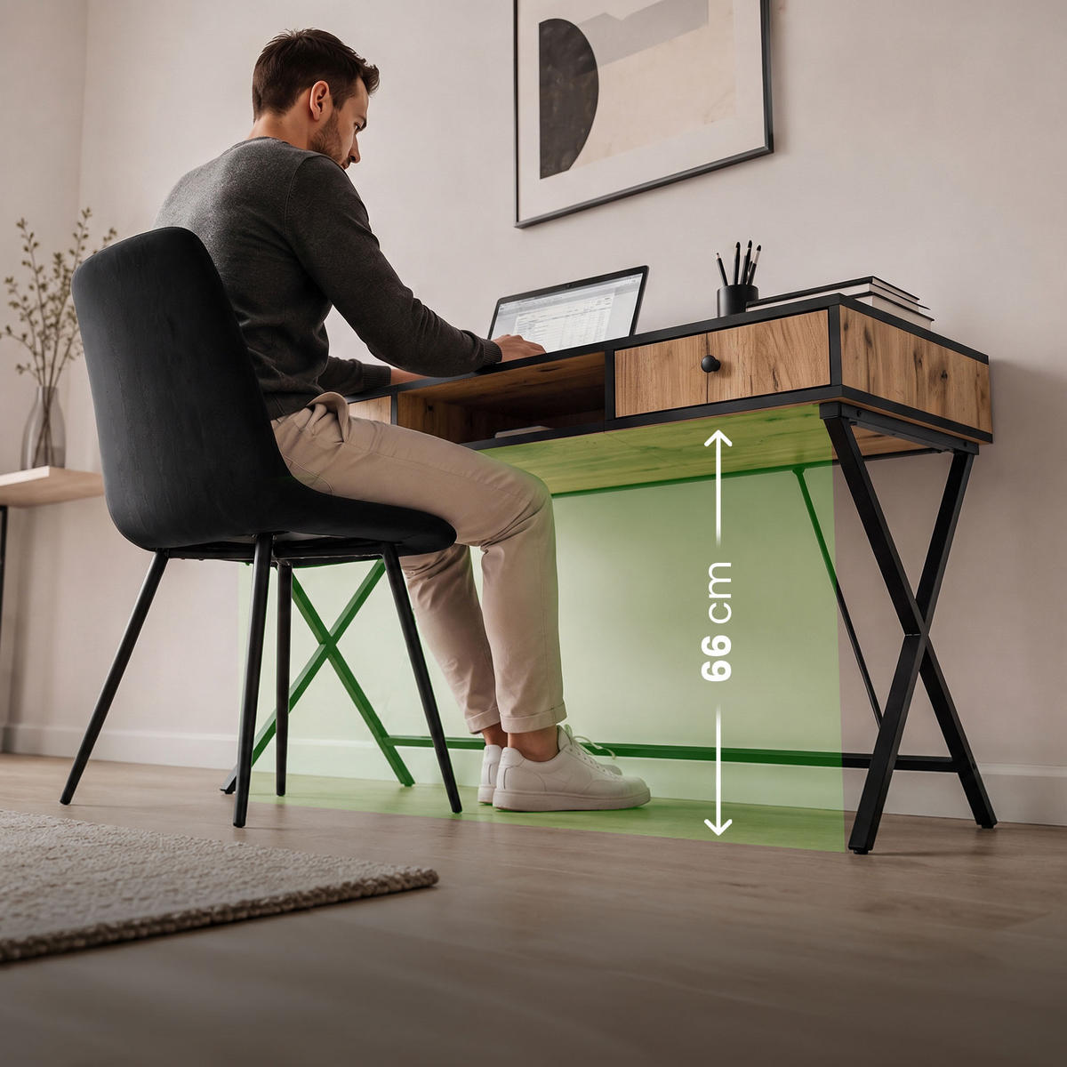 SCHREIBTISCH CROSSLINE 120 cm Eiche Craft - Eichefarben/Schwarz, Holzwerkstoff (50/120/80.5cm) - Akord