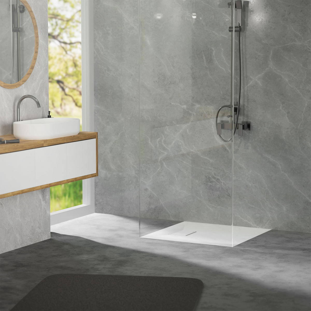 SPRCHOVÁ VANICKÁ VANA 100x90 cm bílá s odtokovou sadou z SMC - bílá, plast (90/3/100cm) - LuxeBath