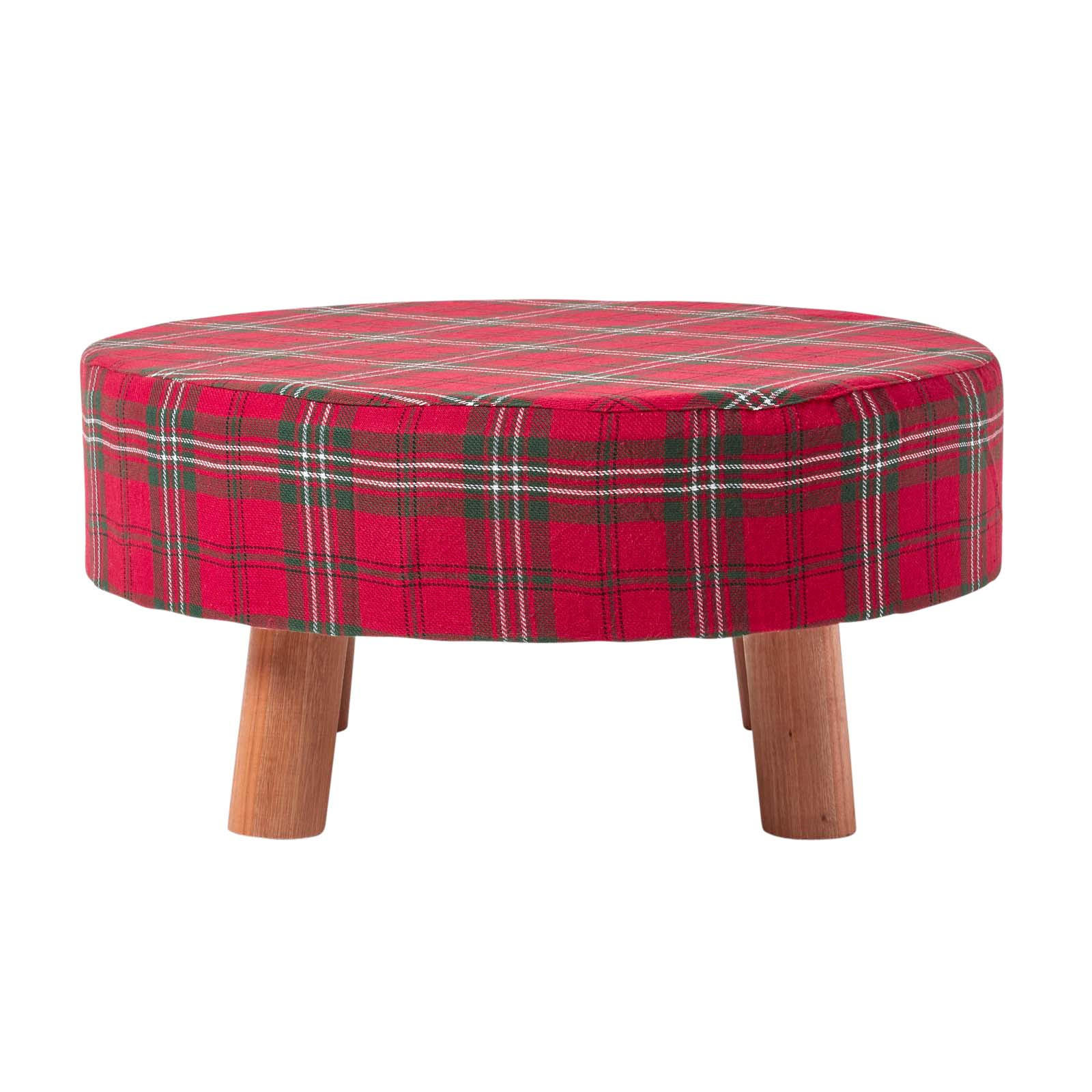 HOCKER Edward Tartan rot kariert, 62/62/30 cm - Rot, Textil (62/30/62cm) - Homescapes
