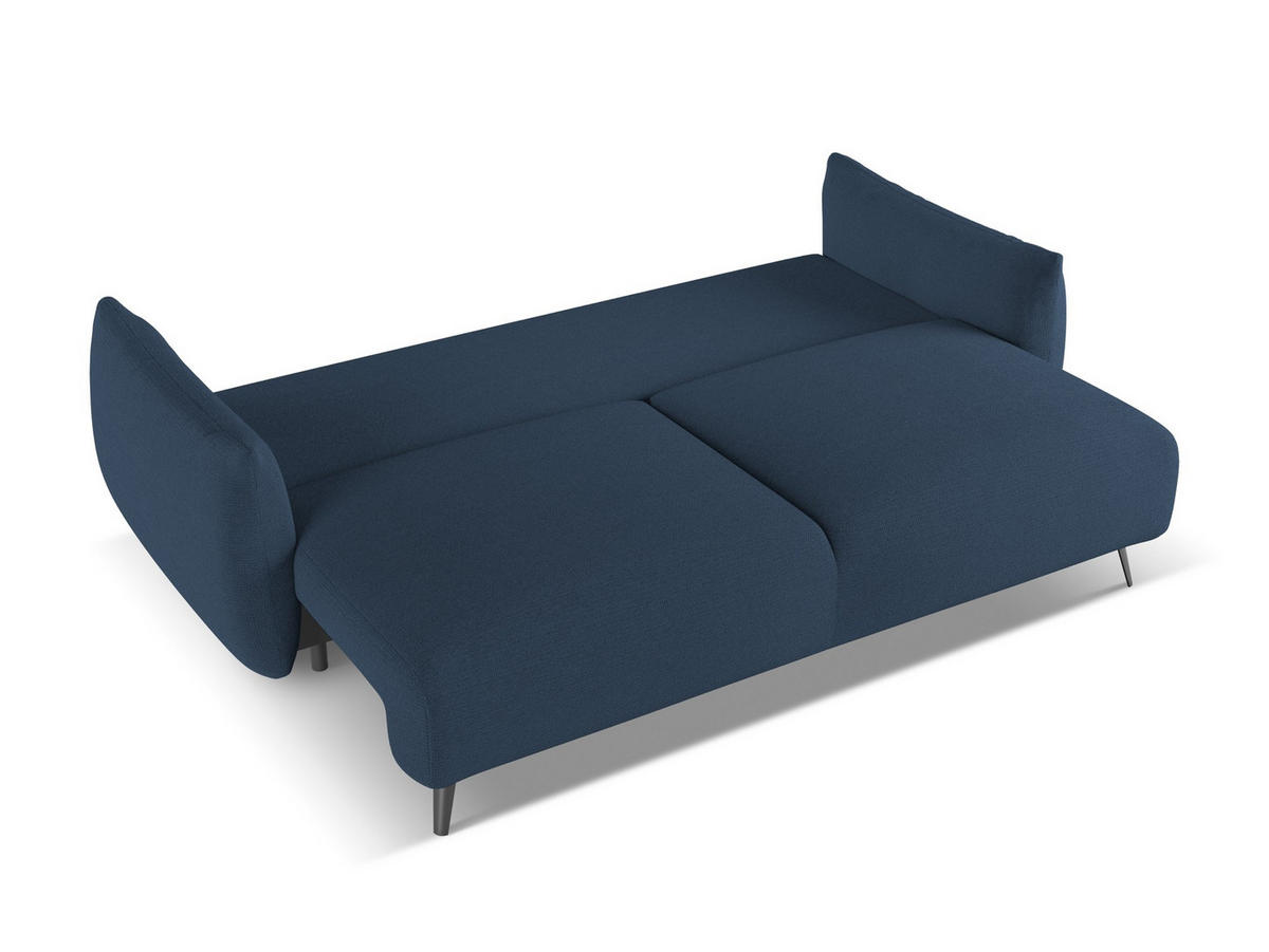 3-SITZER SOFA mit Schlaffunktion Chenille Stoff Blau - Blau/Schwarz, Textil/Metall (230/86/105cm) - Makamii