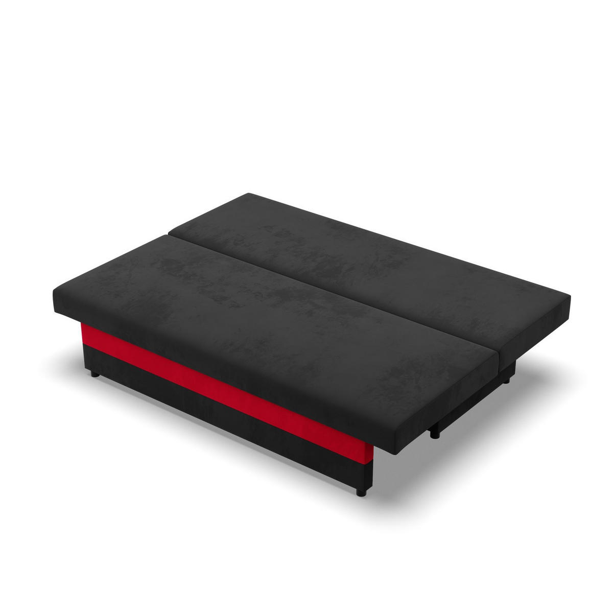 SOFA 3-SITZER MIT SCHLAFFUNKTION NOLA Schwarz/Rot - Rot/Schwarz, Textil (86/85/191cm) - Mebligo
