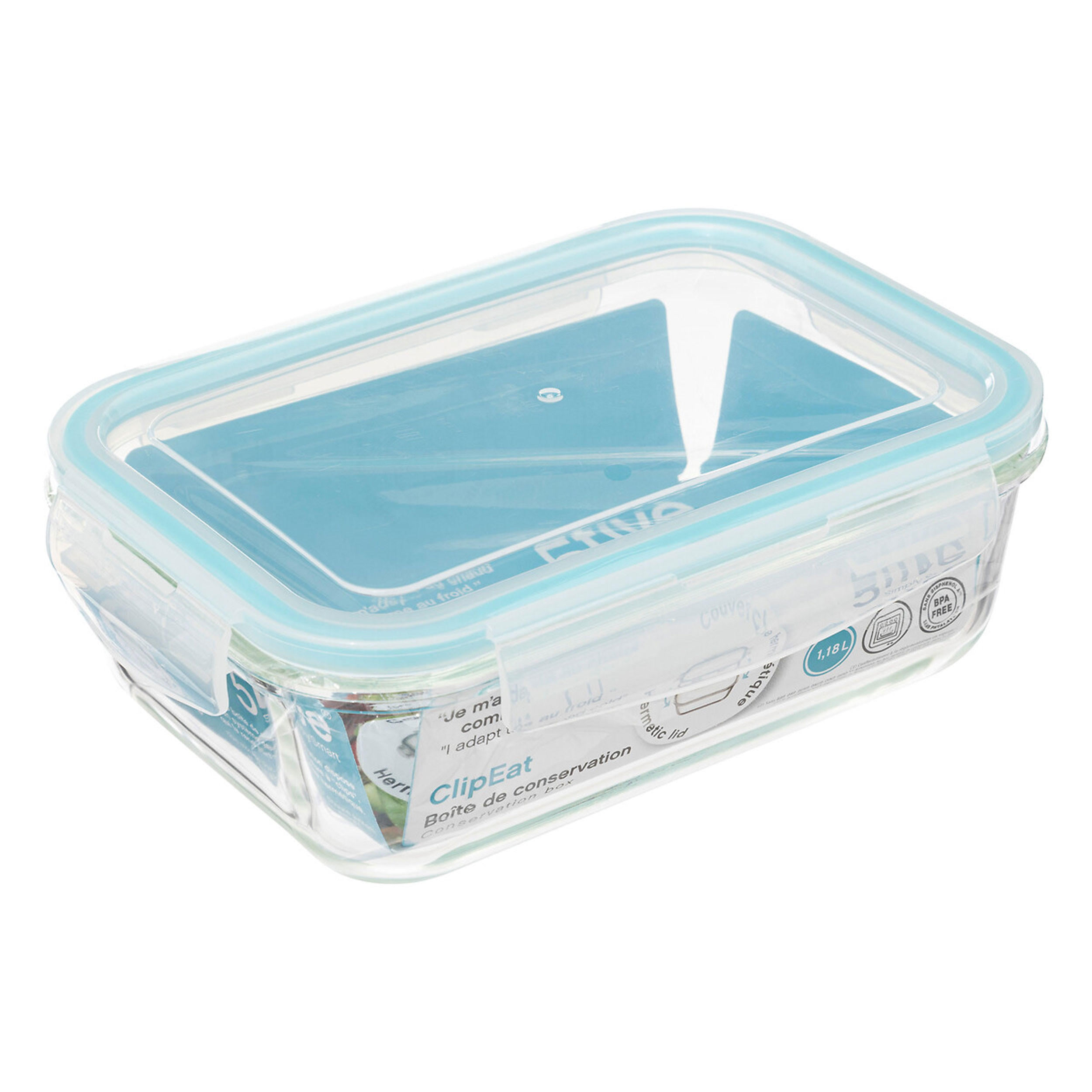 VORRATSDOSE Clipeat, Borosilikatglas, Transparent, Blau, 1.18 Liter - Transparent, Glas (15.5/7.3/21.5cm) - 5five Simply Smart