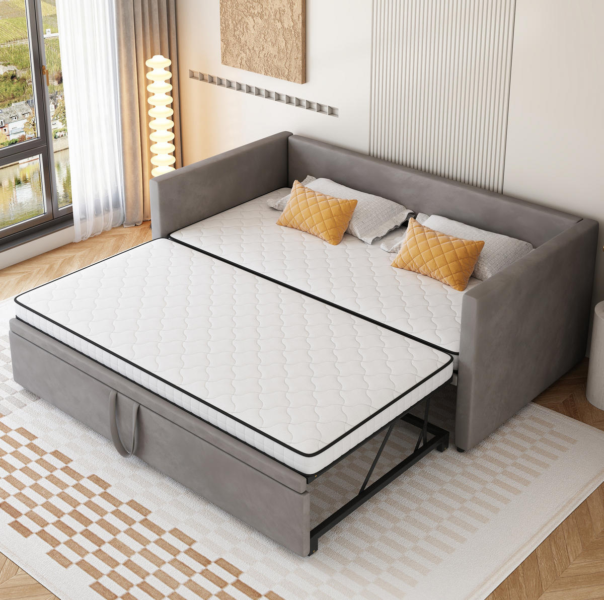 MATRATZE 90/200 cm aus Stoff und Metall mit ergonomischem Design Weiß - Weiß, Textil (90/200cm) - OKMYHOME