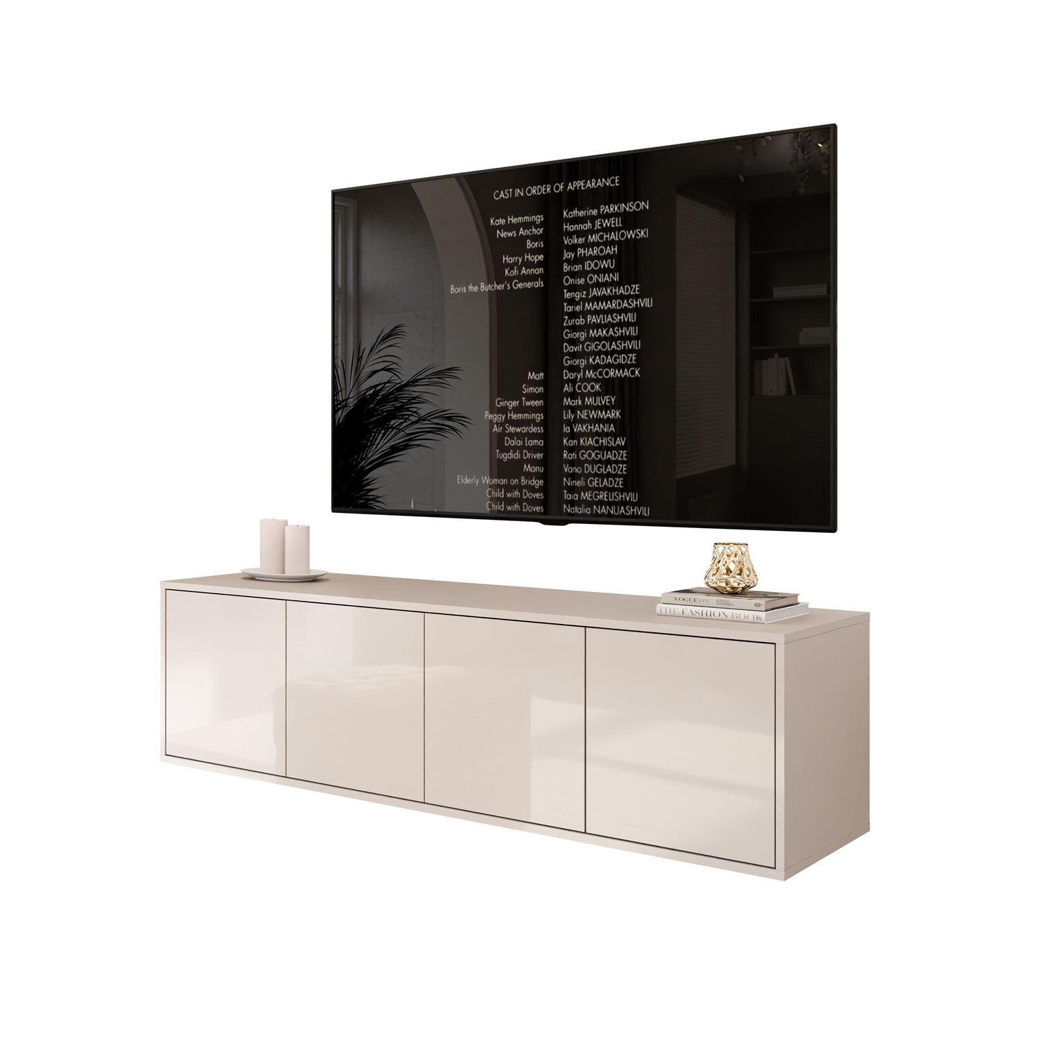 TV-SCHRANK SANAYI Kaschmir Hochglanz – hängend - Kaschmir, Holzwerkstoff (156/42/38cm) - Lookway