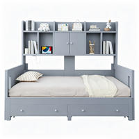 SCHLAFSOFA Holz Ausziehbett LED Stauraum Steckdose Grau - Grau, Holz (90/190cm) - FLIEKS