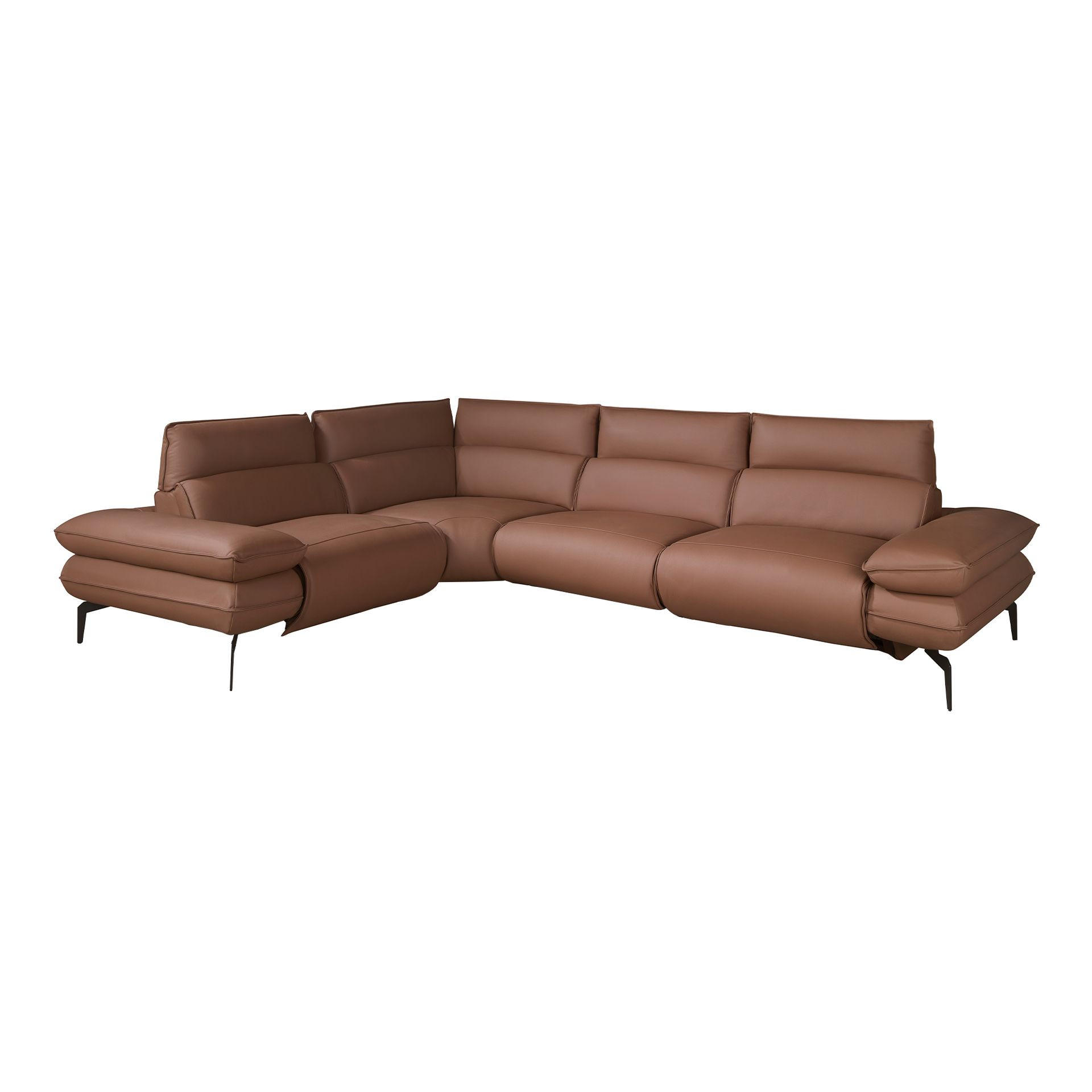 ECKSOFA Modulares Relax-Ecksofa aus braunem Leder 321/241/90 cm - Schwarz/Braun, Leder/Metall (321/241cm) - ANGEL CERDA