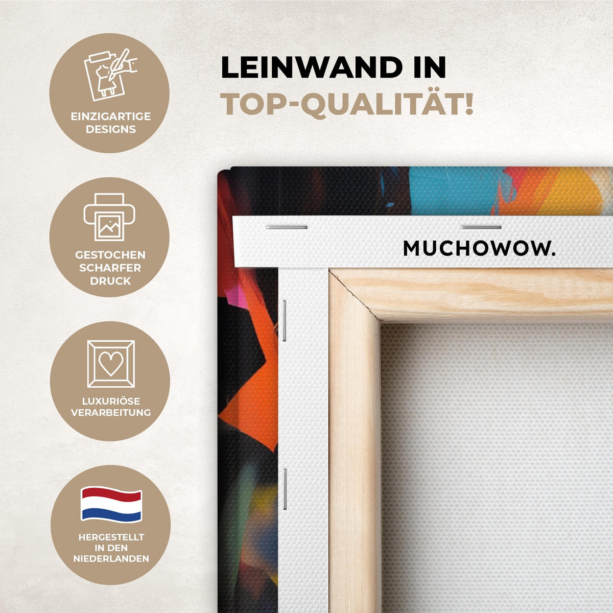 LEINWANDBILD Frau - Porträt - Farbenfroh - Kunst Wandbild 40x30 cm - Multicolor, Textil (40/30cm) - MuchoWow