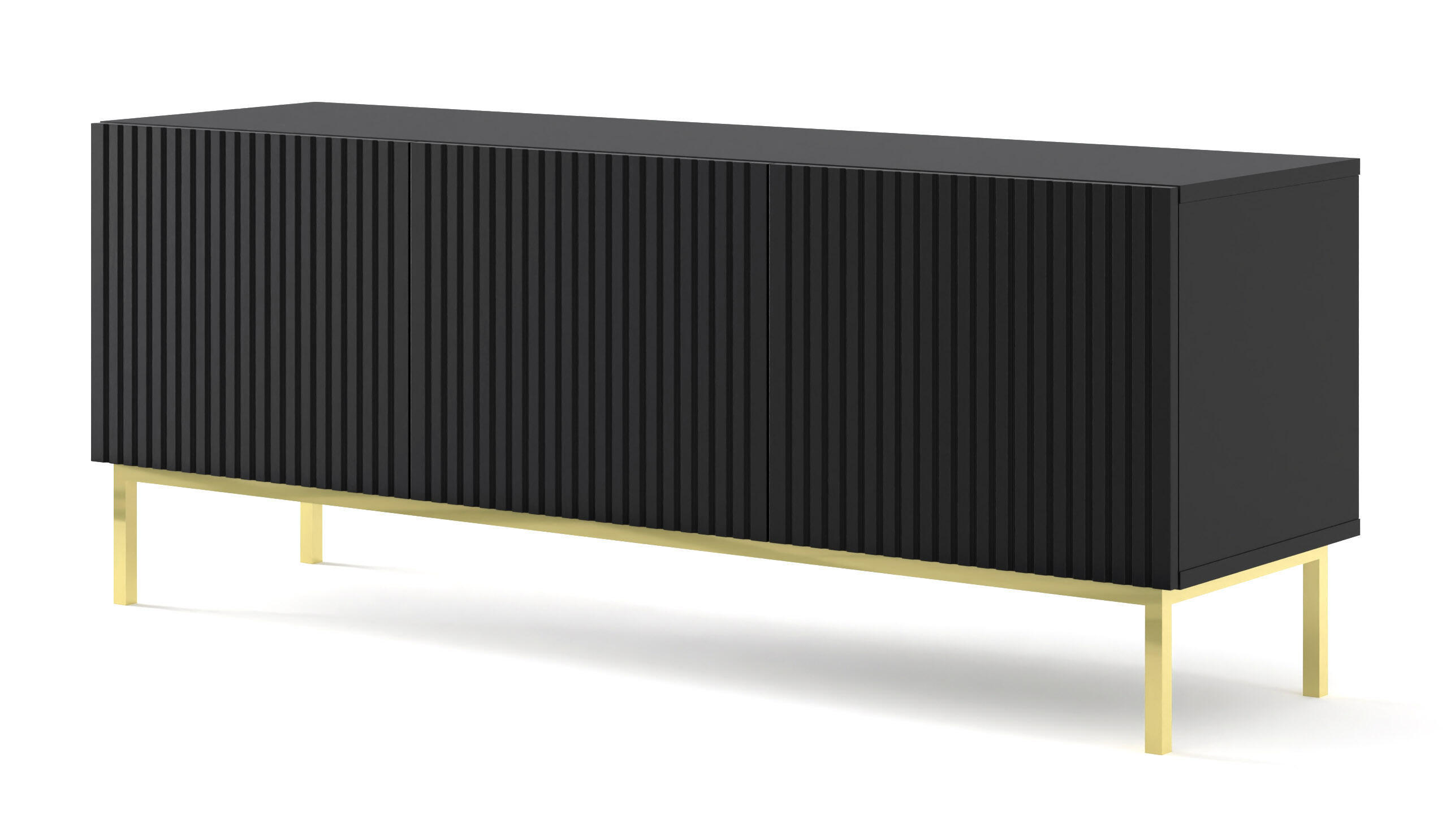 Furnlux Tv-Lowboard Schwarz, Gold 150x58x42 cm