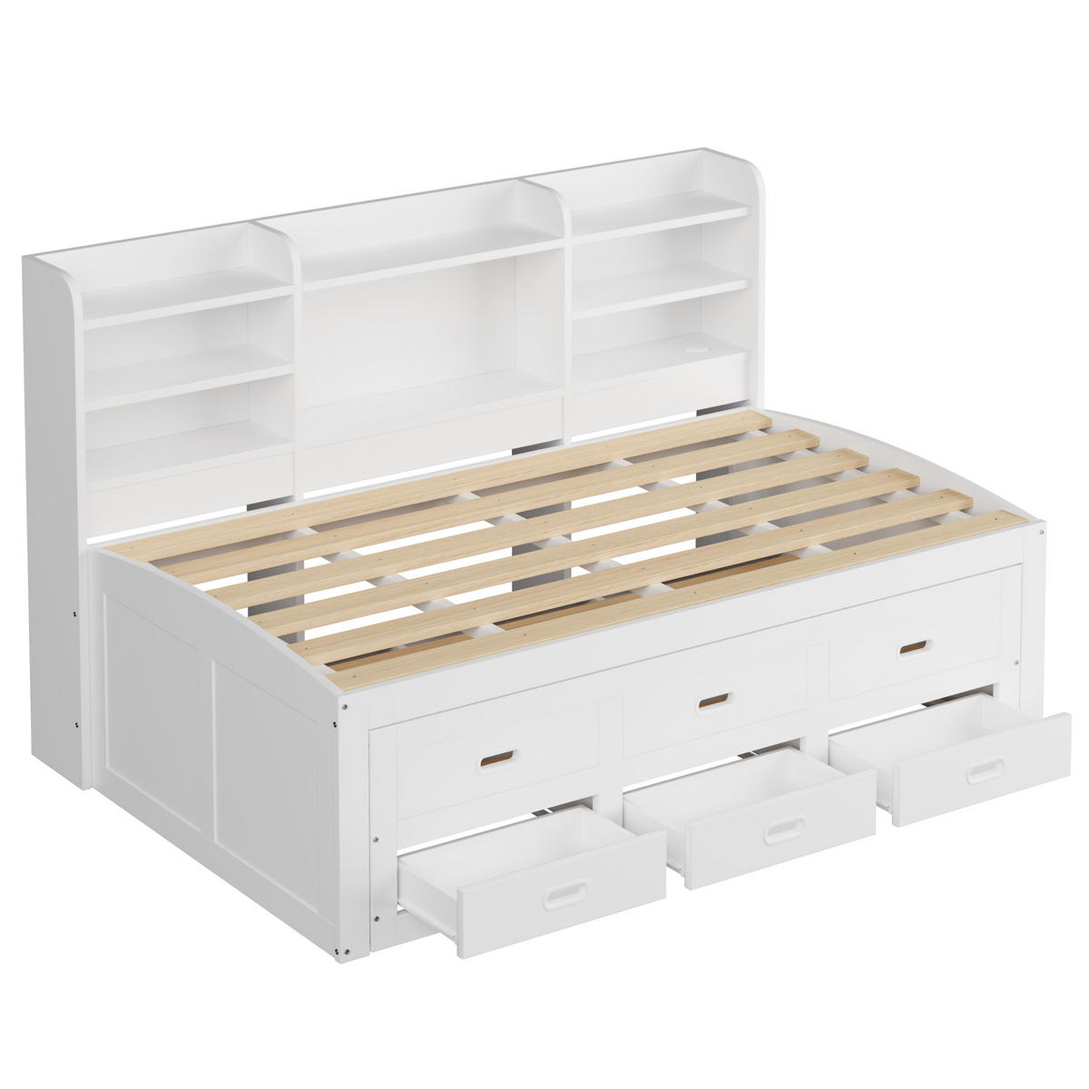 POLSTERBETT aus Spanplatte und MDF 90x200 cm in Weiß mit LED & USB-Typ-C - Weiß, Holzwerkstoff (90/200cm) - Modfu