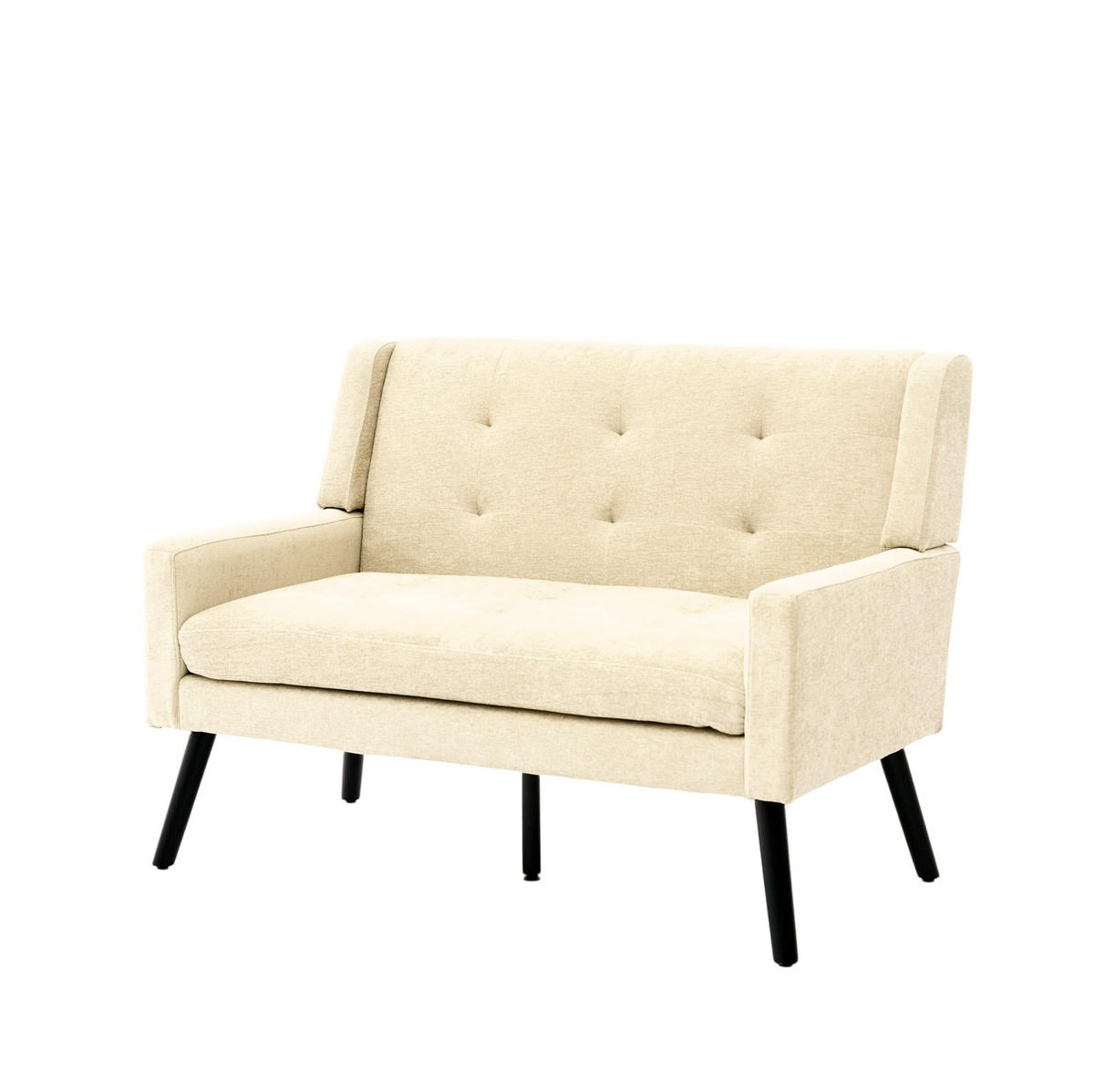 LAVICE béžová z čalounění s masivními dřevěnými nohami a prošíváním - béžová, textil (75/88/119cm) - OKWISH