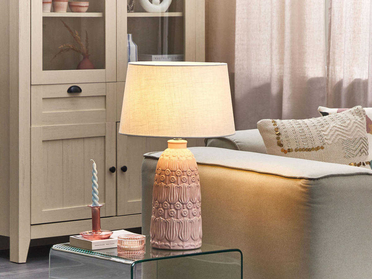 TISCHLAMPE Zarima 35/35/56 cm - Pink, Keramik (35/35/56cm) - Beliani