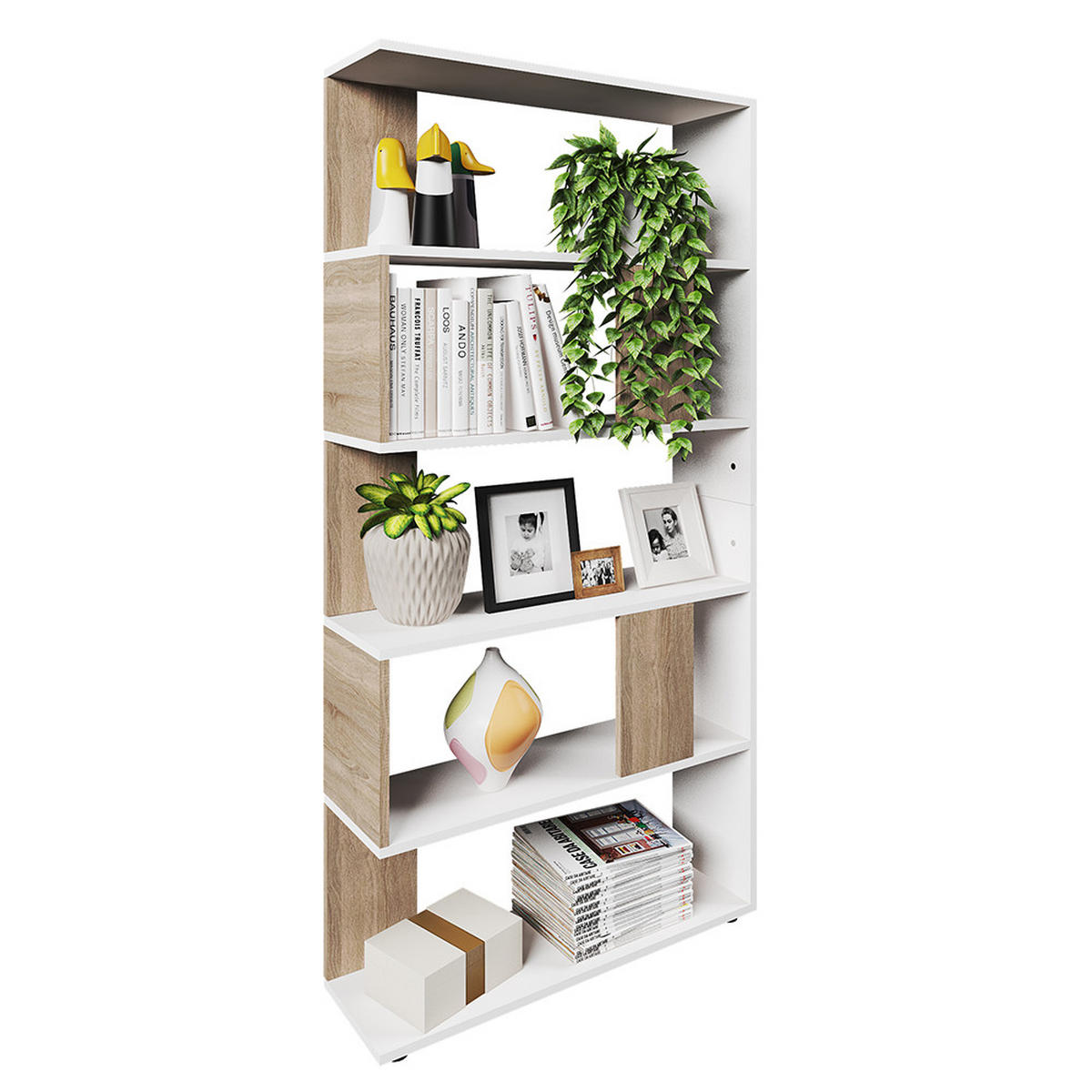 RAUMTEILER Sonoma 80 x 162.6 cm - Weiß/Sonoma Eiche, Holzwerkstoff (80/162.6/23.6cm) - Vicco
