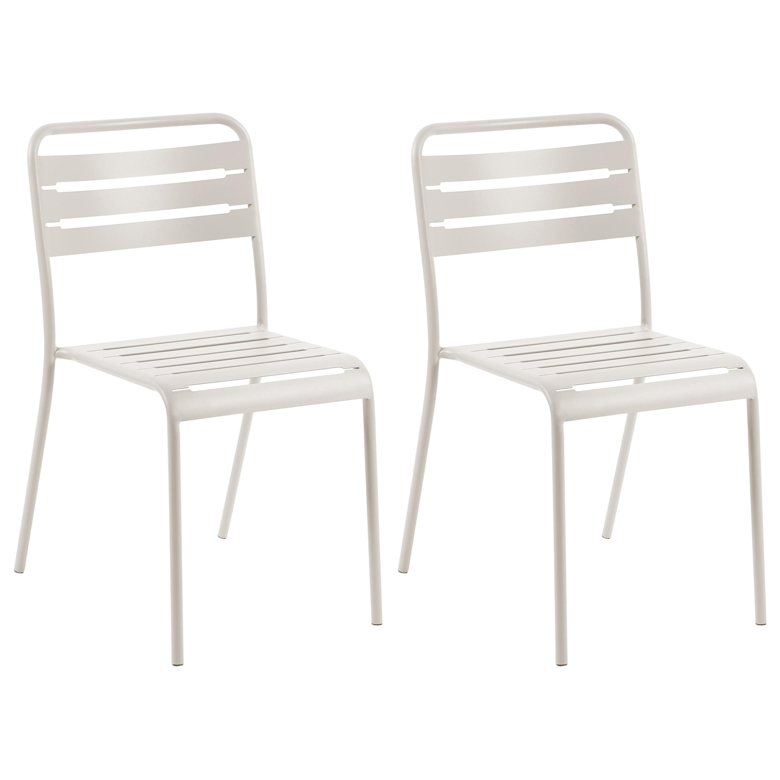 GARTENSTUHL 2er-Set Metall Hellbeige Lefkada - Beige, Metall (38/80/54cm) - Beliani