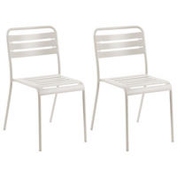 GARTENSTUHL 2er-Set Metall Hellbeige Lefkada - Beige, Metall (38/80/54cm) - Beliani