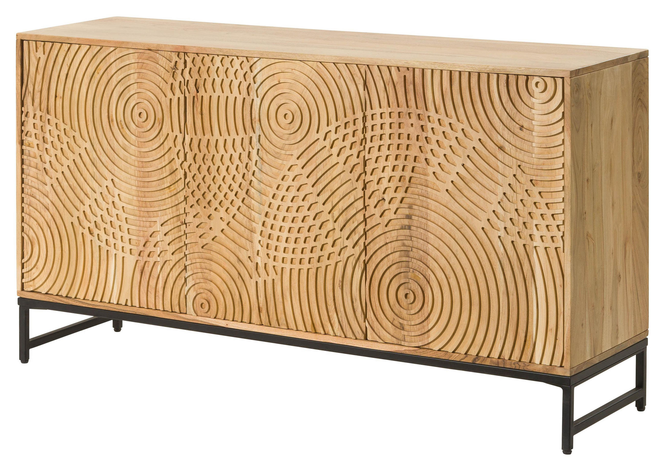 SIDEBOARD Akazie 150x40x80 natur lackiert MARRAKESCH #115 - Braun, Holz (150/80/40cm) - Massivmoebel24