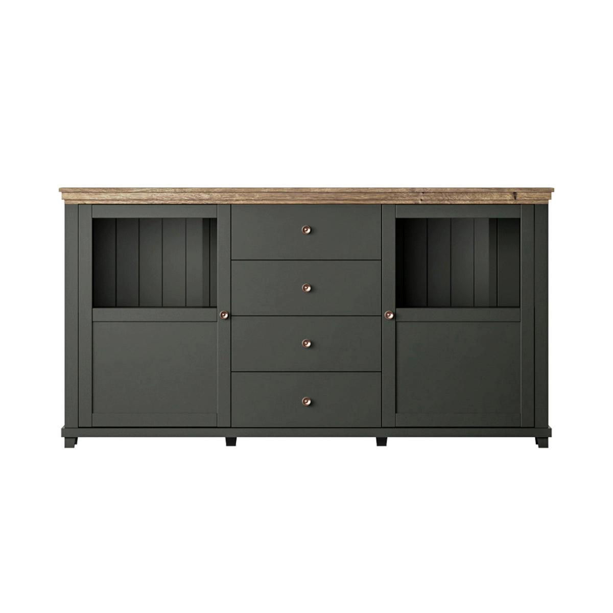 ŠIROKÁ KOMODA Martin Zelená a drevo - zelená, kompozitné drevo (181/93/42cm) - Petits-meubles