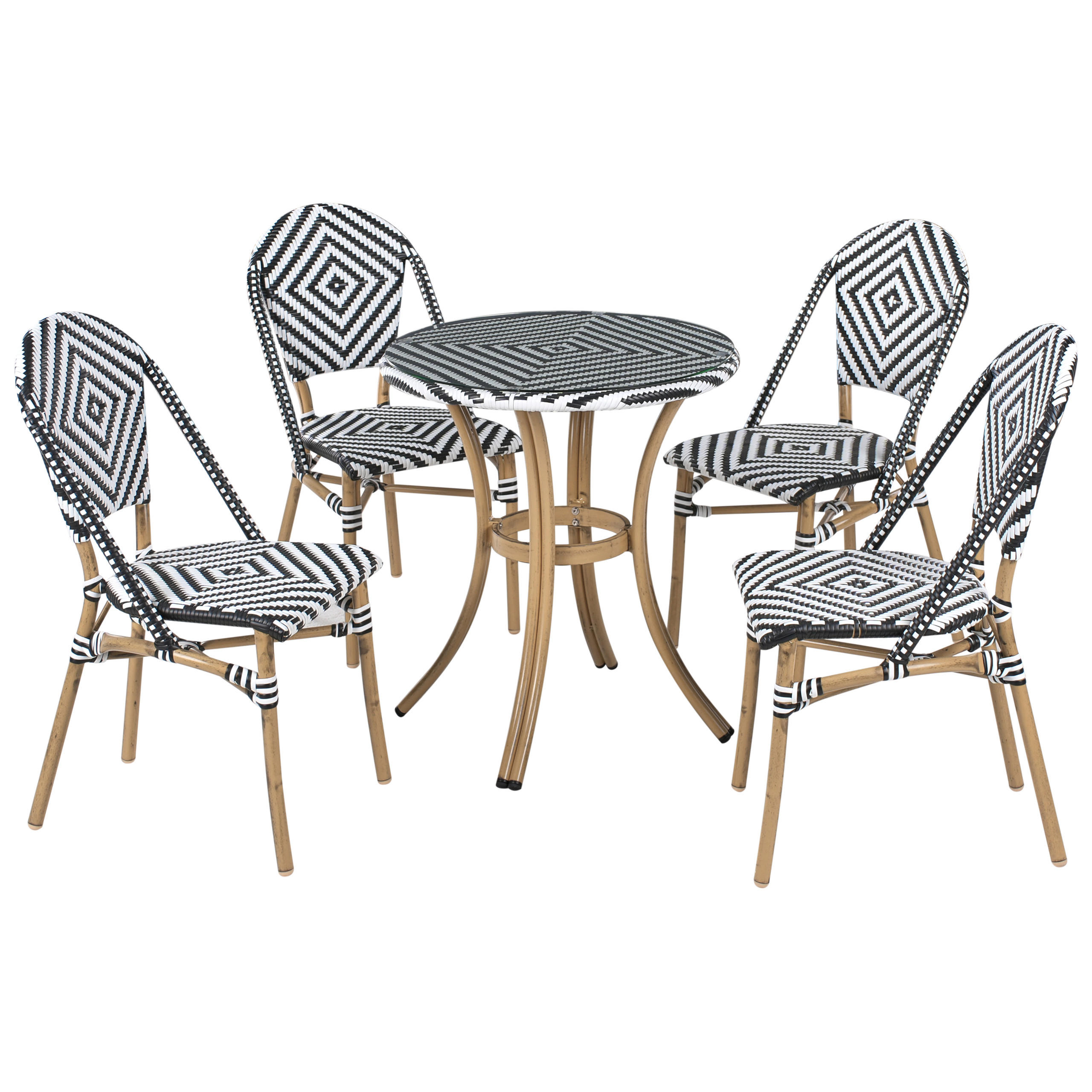 GARTENMÖBEL-SET 4-Sitzer Schwarz/Weiß Polyrattan Rifreddo - Naturfarben, Kunststoff - Beliani
