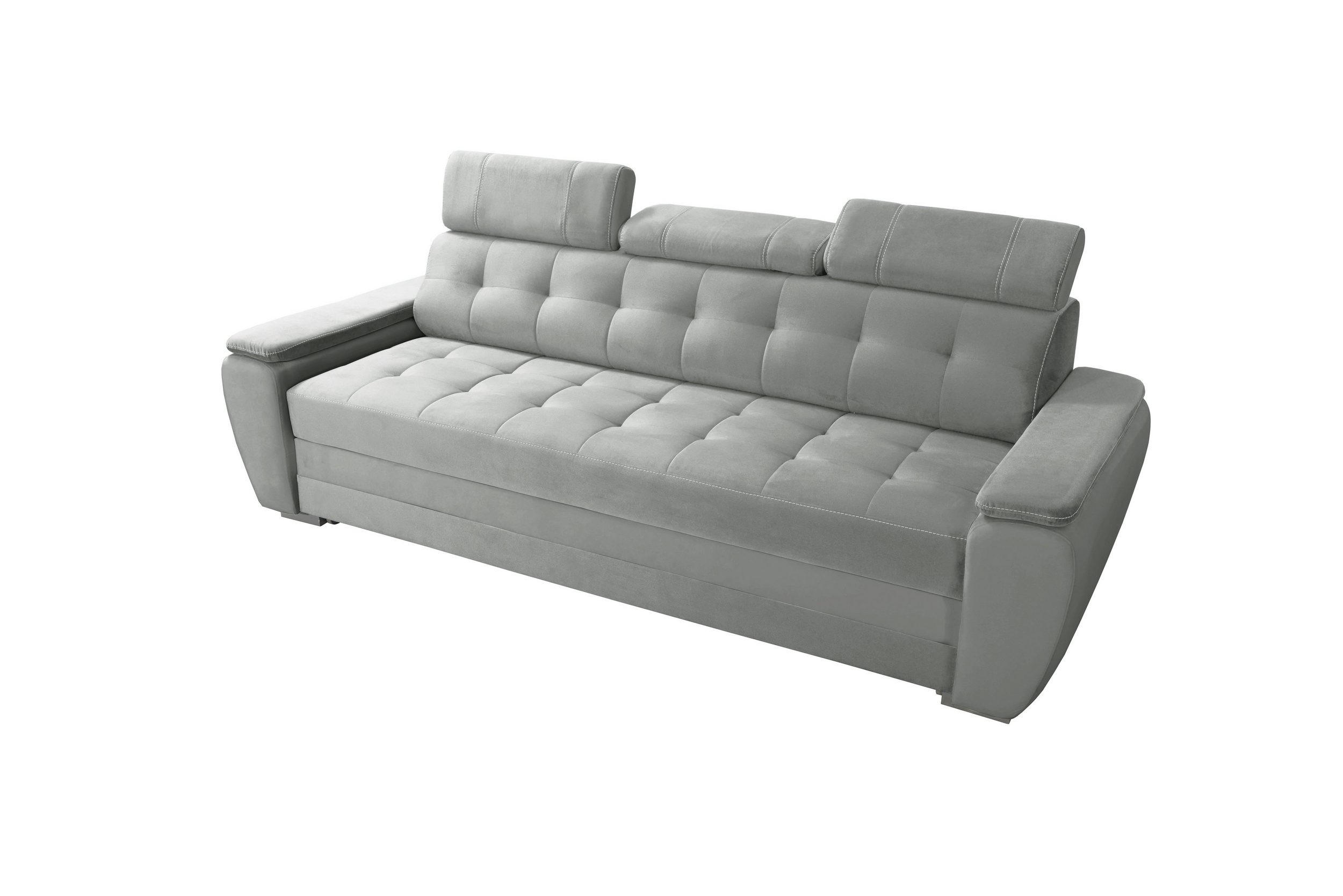 SCHLAFSOFA DIANA Schaumstoff und Holz Breite 230 cm - Hellgrau, Holz (230/90/95cm) - Robin