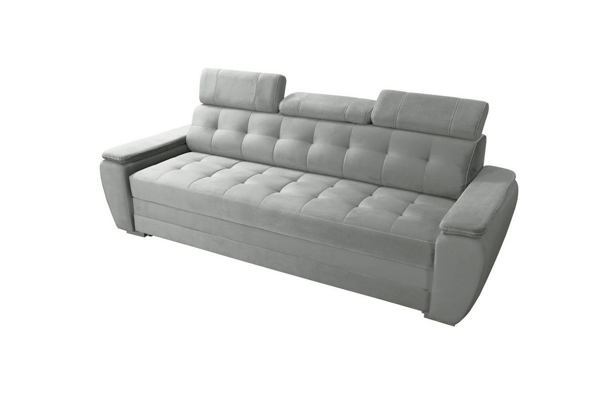 SCHLAFSOFA DIANA Schaumstoff und Holz Breite 230 cm - Hellgrau, Holz (230/90/95cm) - Robin
