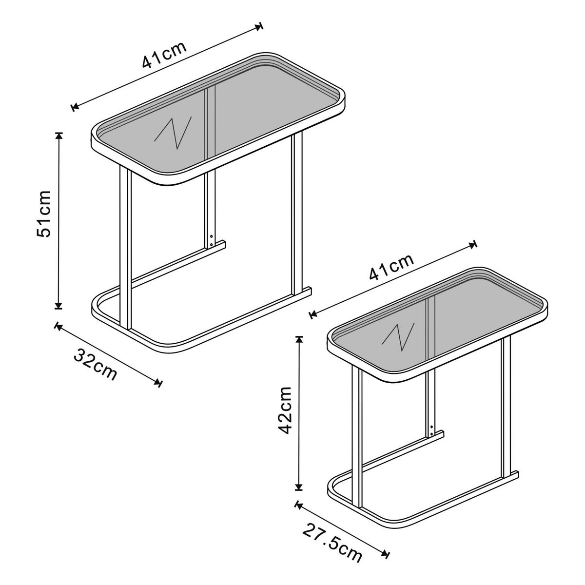 SATZTISCH Laxå - Transparent/Schwarz, Glas/Metall (41/32/51cm) - [en.casa]