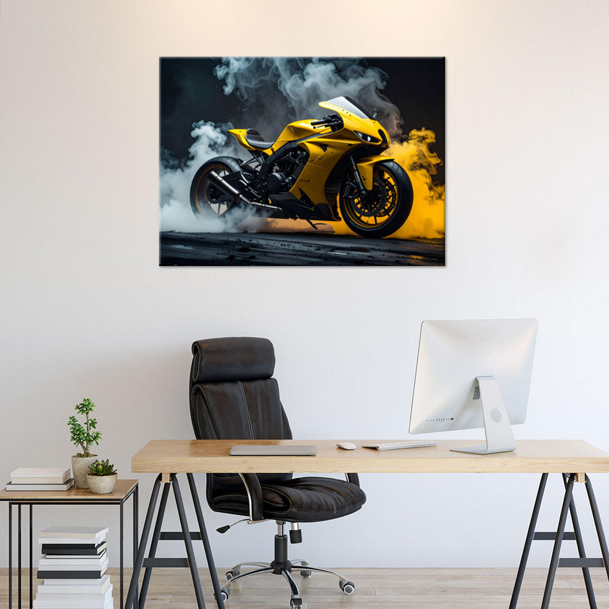 LEINWANDBILD Kraftfahrzeuge 120x80cm - Gelb, Textil (120/80cm) - Feeby