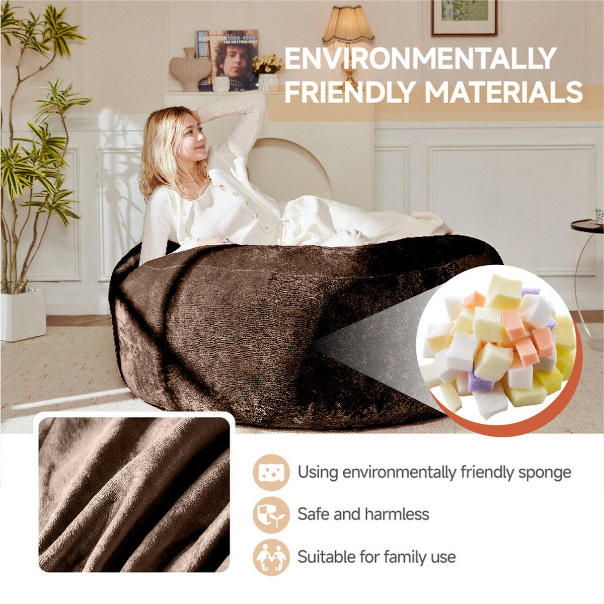 SITZSACK 120cm Grau Weicher - Braun, Textil (120/28/120cm) - Raelunyi