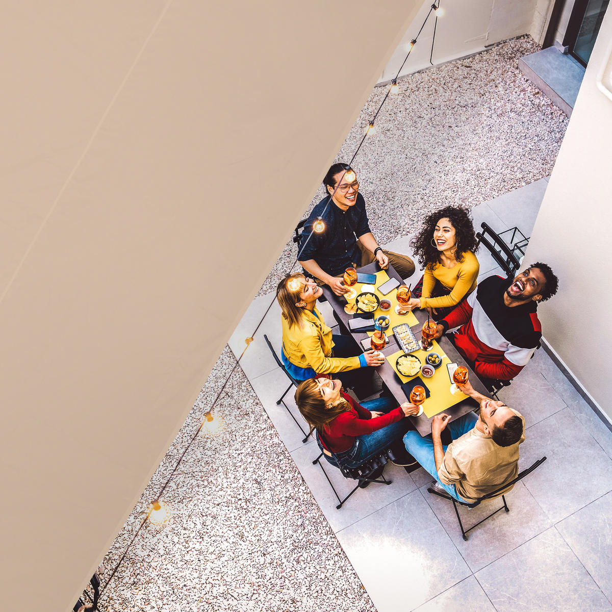 SJENILO - bež, tekstil/metal (350/350cm) - Relaxdays