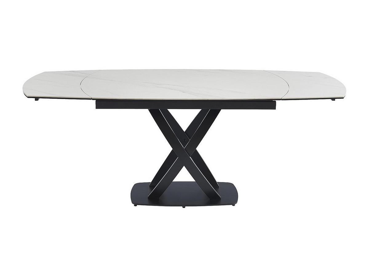 ESSTISCH ausziehbar - 4 bis 8 Personen - Keramik, Sicherheitsglas & Edelstahl - Marmor-Optik - Weiß & Schwarz - LIOMINA - Schwarz, Glas (90/200/76cm) - Vente-Unique