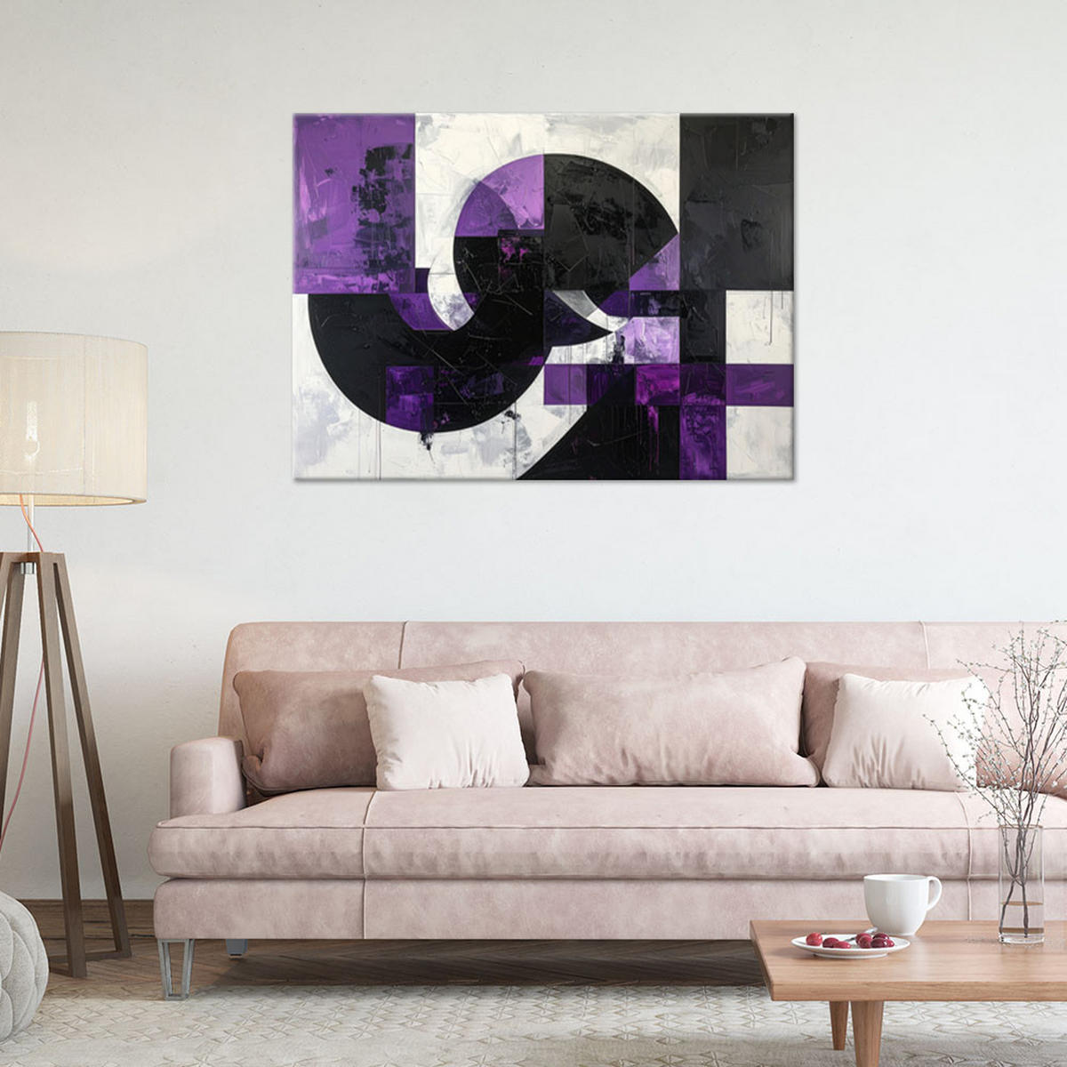 LEINWANDBILD 3D und geometrisch 120x80cm - Lila, Textil (120/80cm) - Feeby