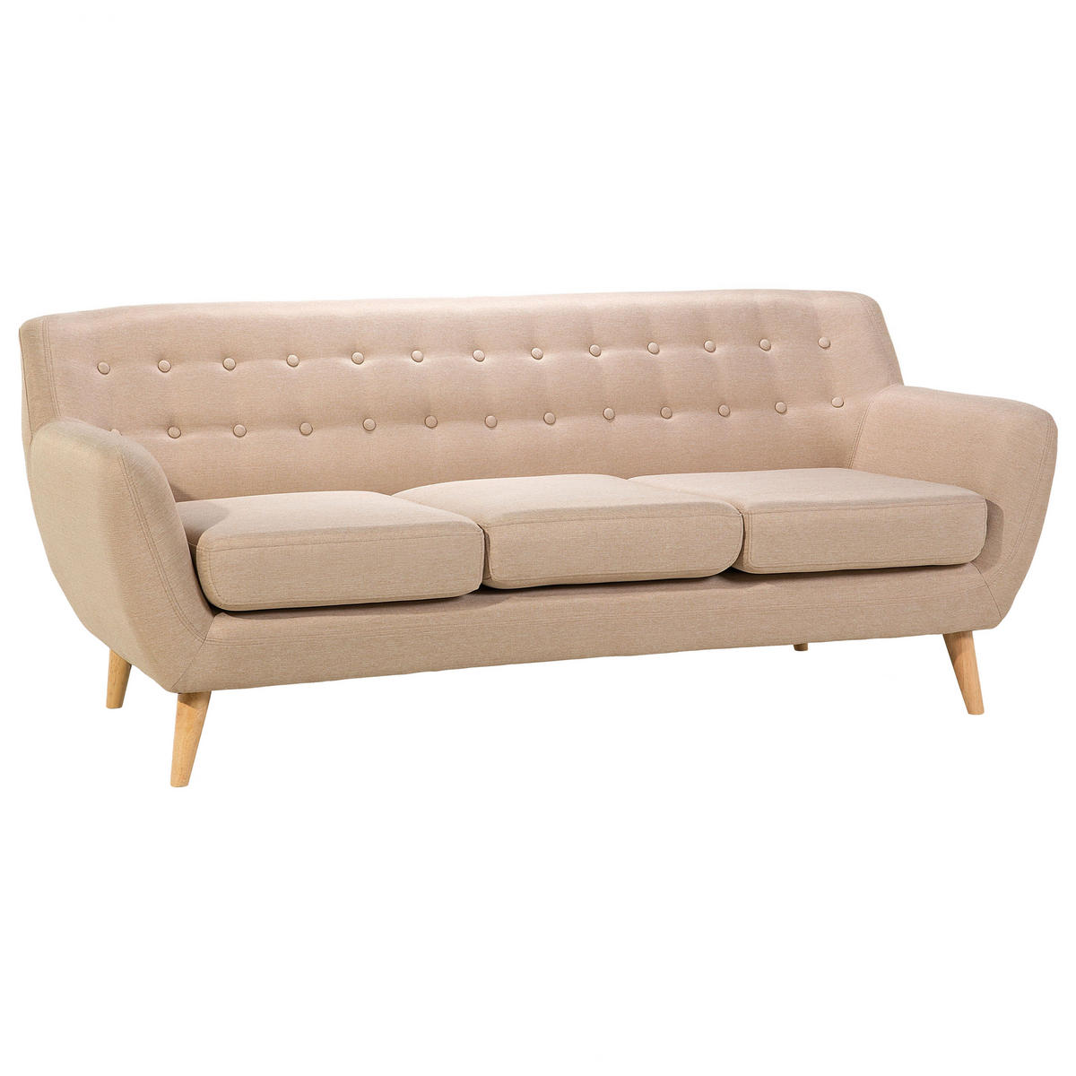 3-SITZER-SOFA Beige/Hellbraun Motala - Hellbraun/Beige, Textil (182/76/83cm) - Beliani