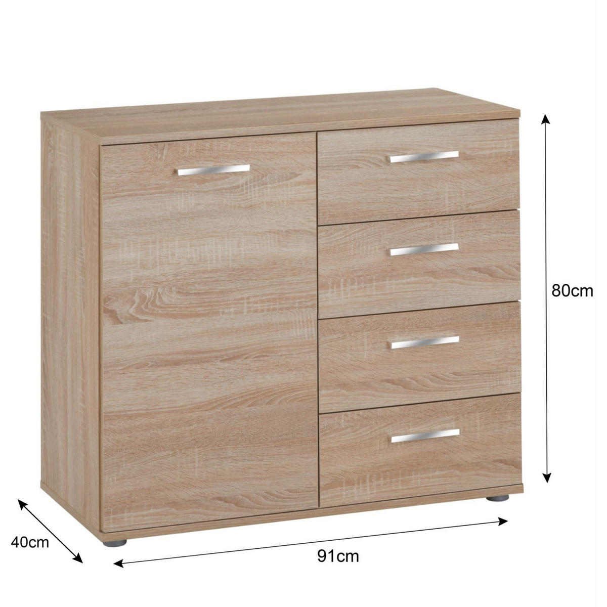 KOMMODE CHICAGO - Sonoma Eiche, Holzwerkstoff (91/82/40cm) - CARO-Möbel