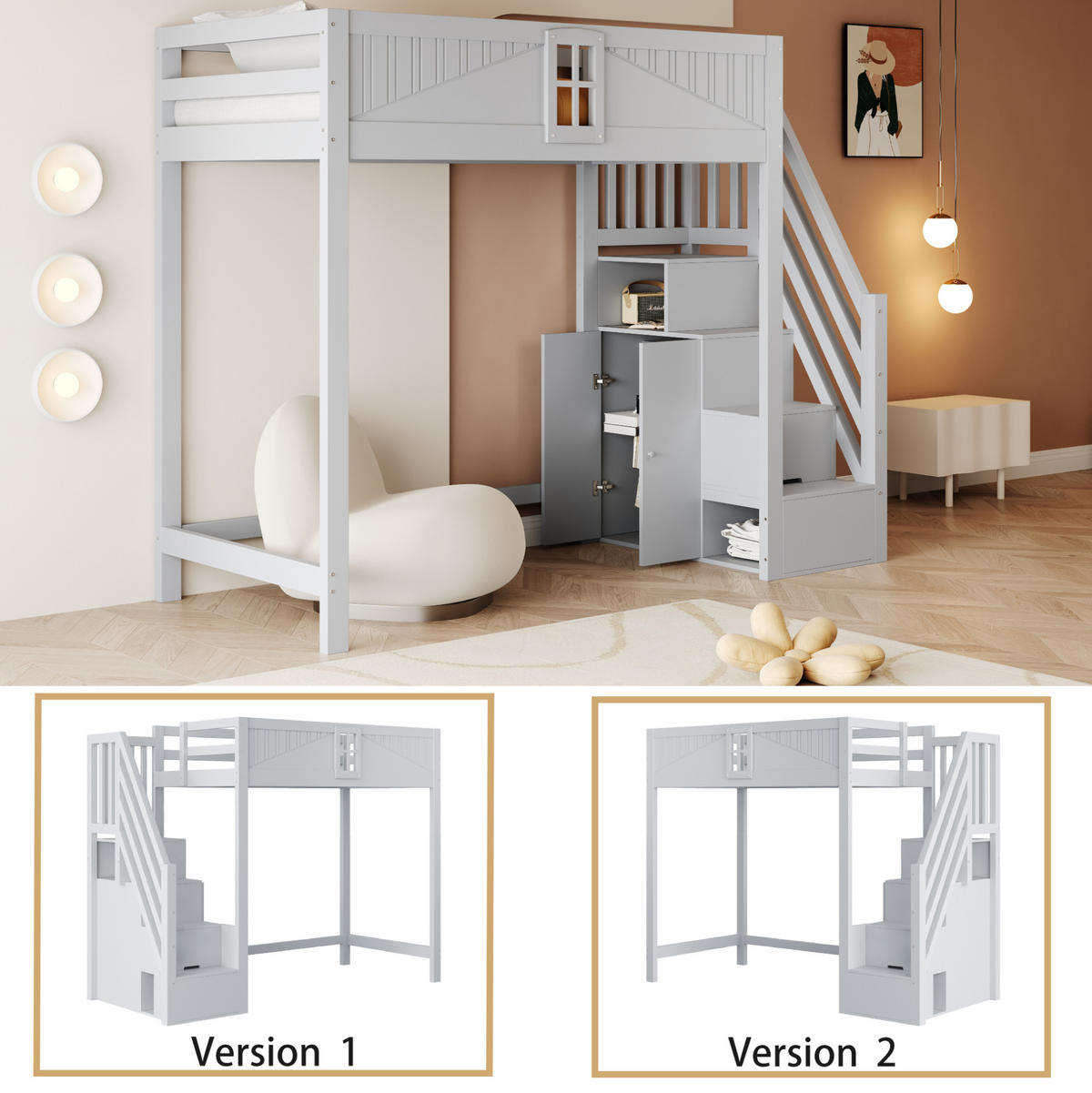 HOCHBETT 90/200 cm Grau aus Holz mit Stauraum - Grau, Holzwerkstoff (90/200cm) - OKMYHOME