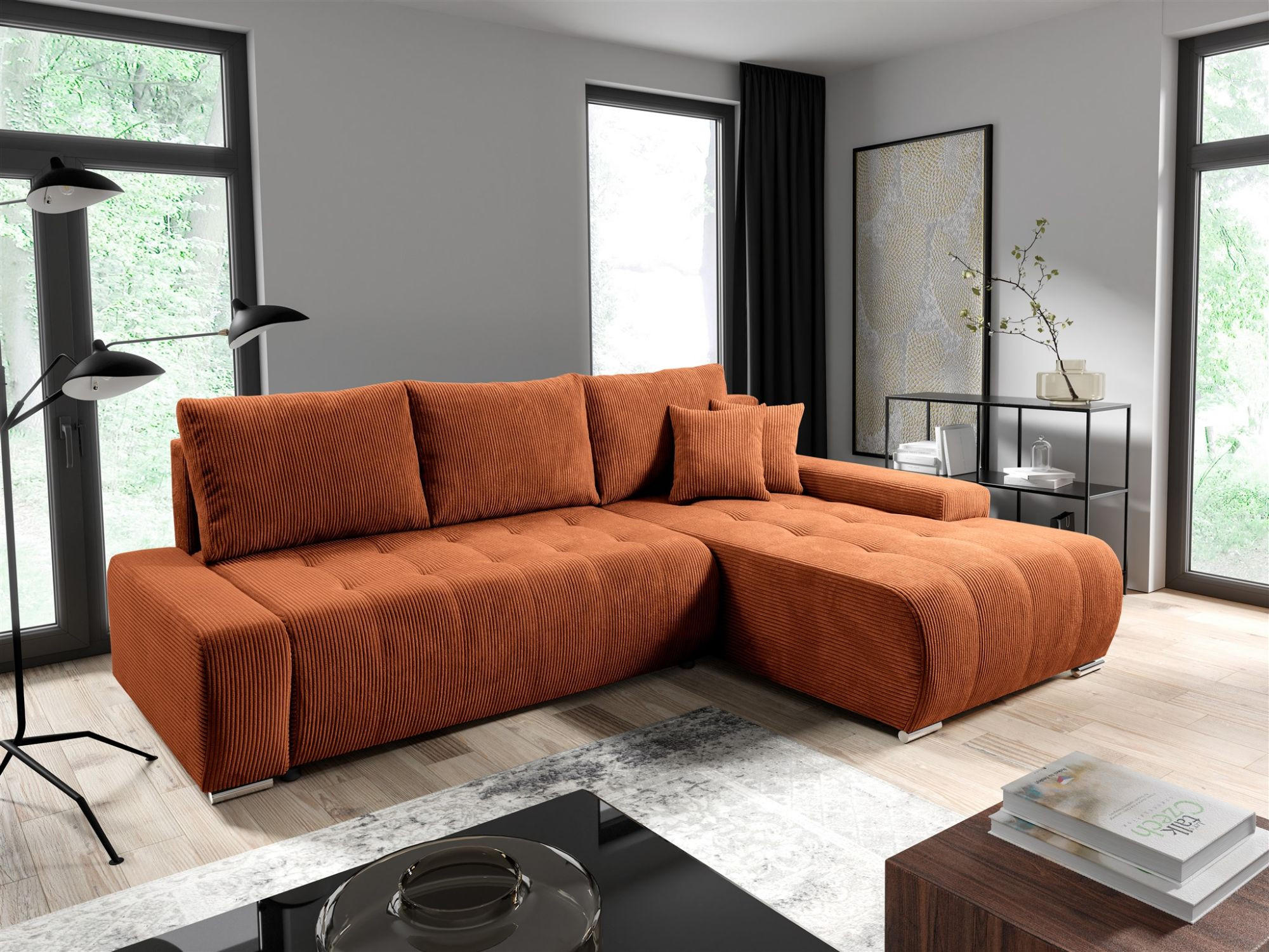 ECKSOFA Vogar In Poso - Rotbraun, Holzwerkstoff/Textil (265/185cm) - Fun Möbel