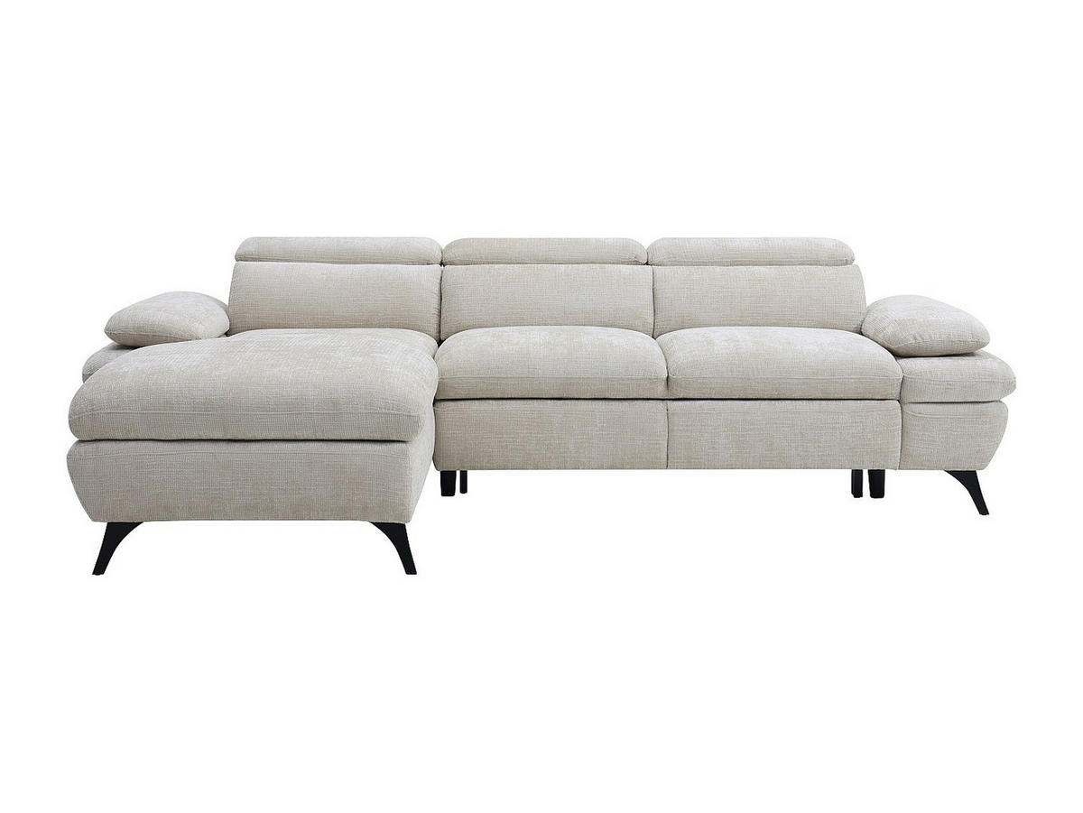 ECKSOFA mit Schlaffunktion mit Bettkasten - Ecke links - Strukturstoff - Beige - MORAVA - Beige, Textil (176/284cm) - Vente-Unique