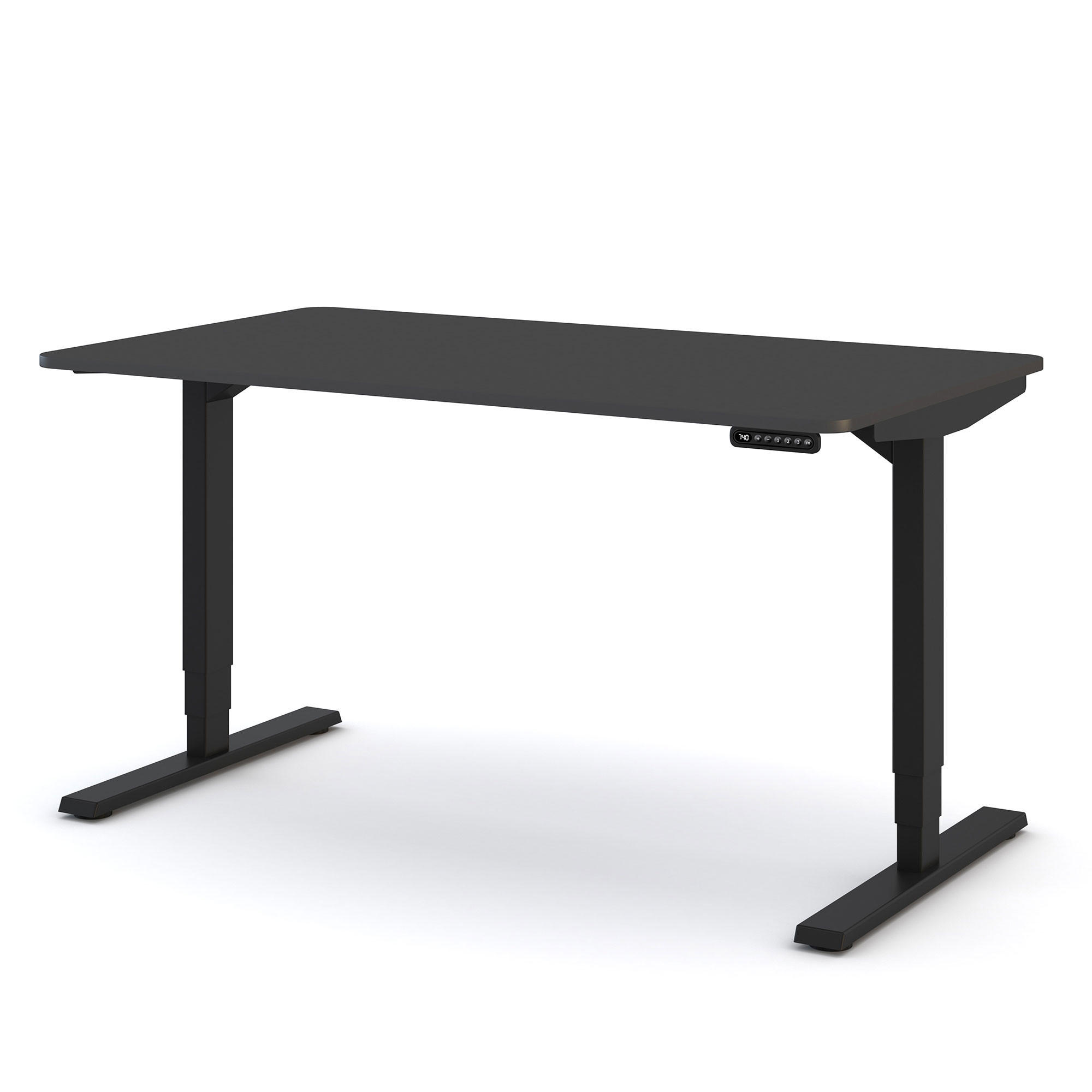 SCHREIBTISCH Elektrisch höhenverstellbarer Schreibtisch Y-Line Curved Anthrazit Schwarz 140/80/62-127cm - Anthrazit/Schwarz, Holzwerkstoff/Metall (80/140/127cm) - ASSMANN