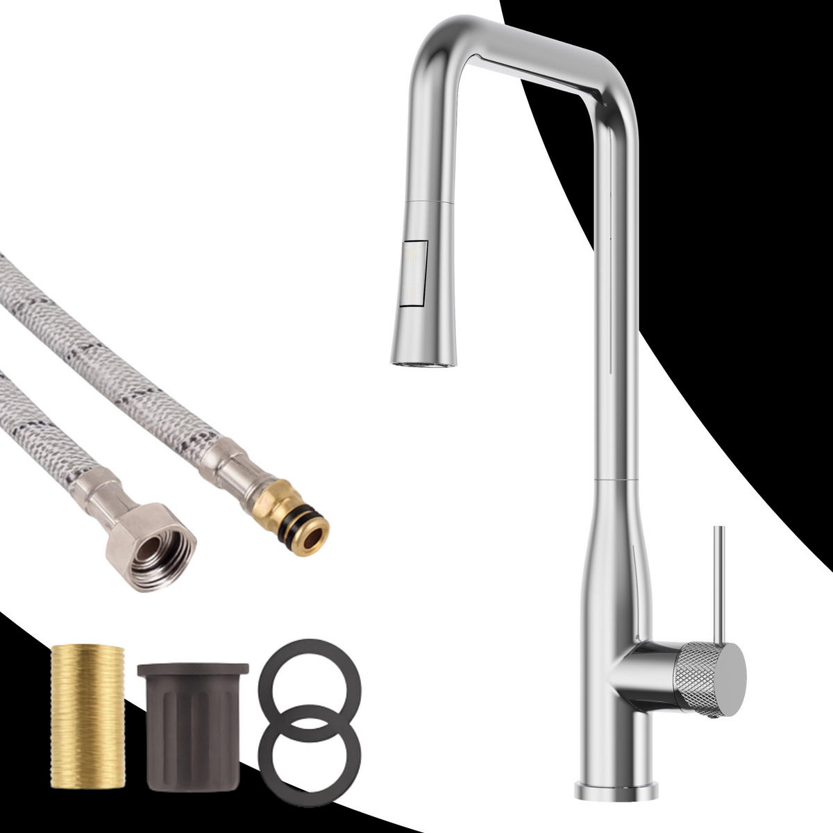 KÜCHENARMATUR Vector Chrom mit Ausziehbrause 2 Funktionen 46 cm - Chromfarben, Metall (27/46/27cm) - Granitan