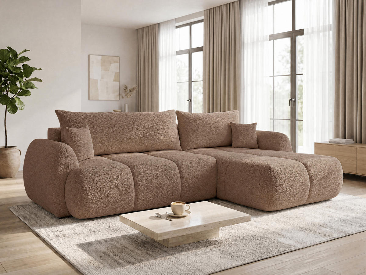 ECKSOFA Loria, Seite: Rechts - Schwarz/Rosa, Holz/Kunststoff (183/273cm) - Sofnet
