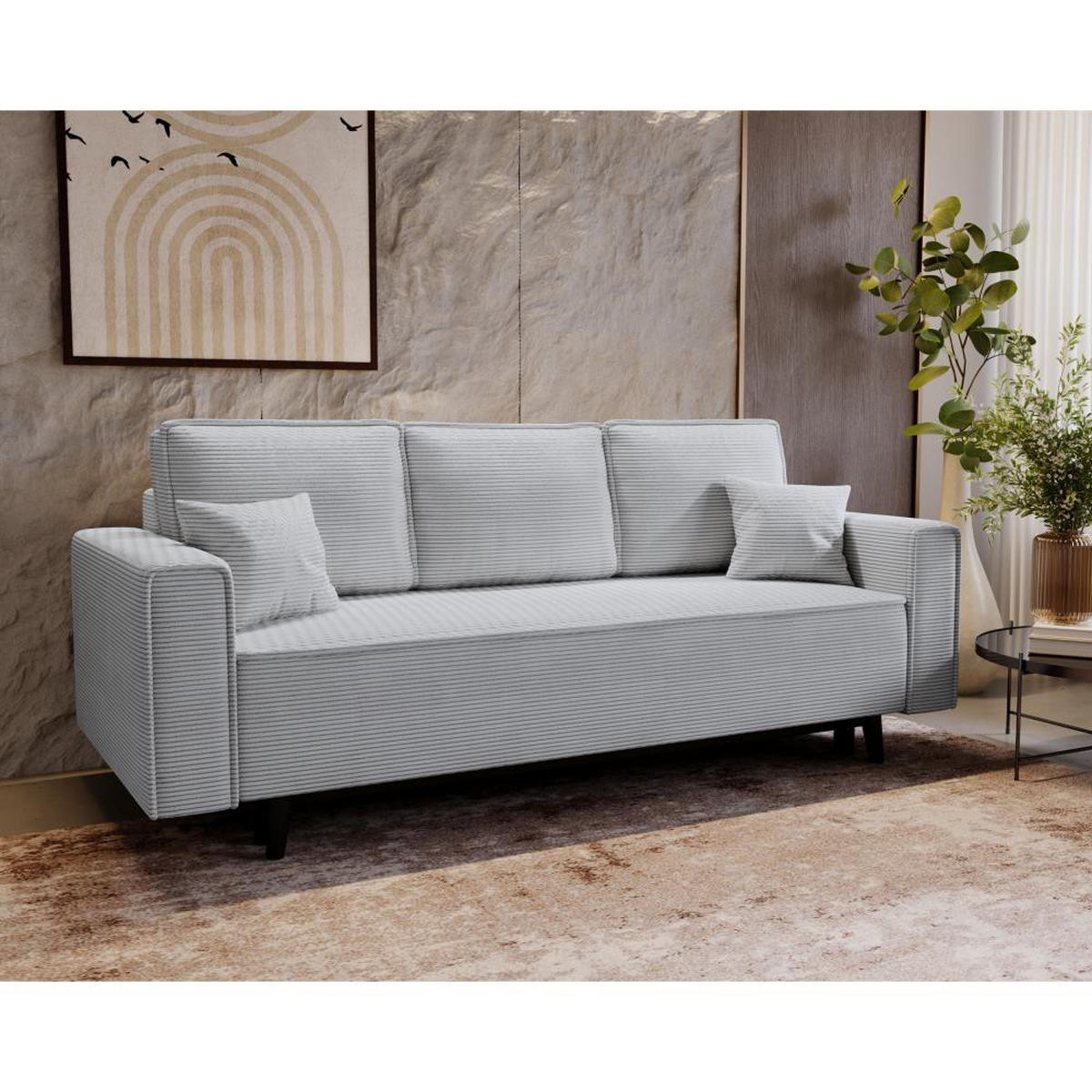 3-SITZER SOFA Monte mit Schlaffunktion hellgrau - Hellgrau, Textil (225/73/95cm) - Beautysofa