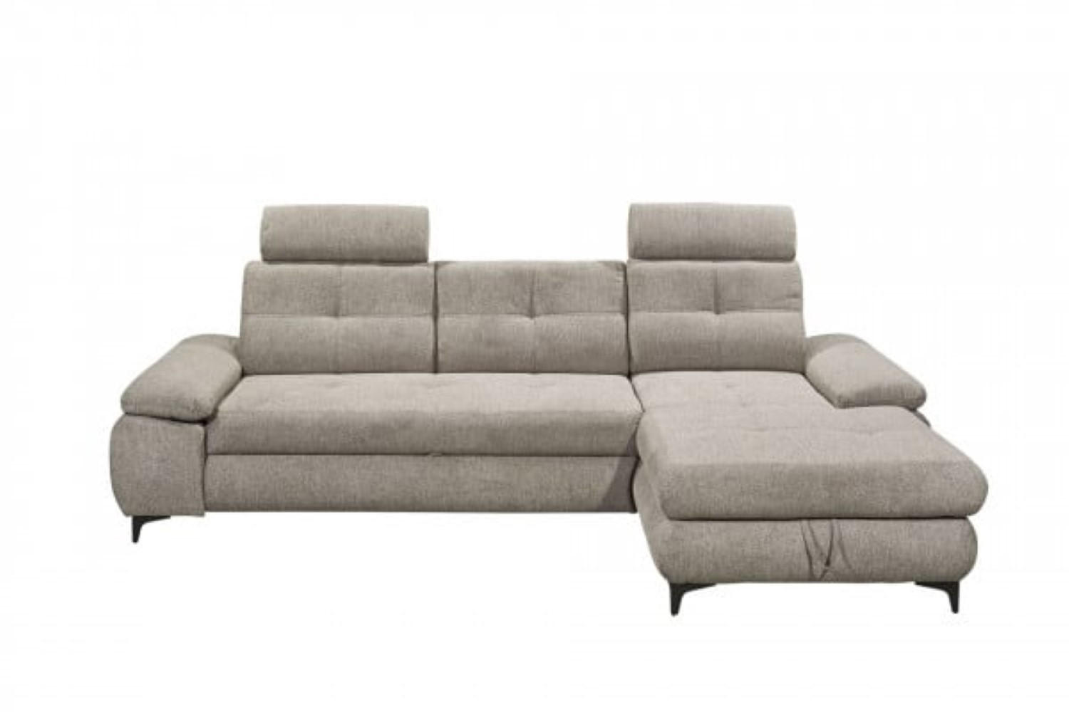 ECKSOFA mit Schlaffunktion und Bettkasten - Silberfarben/Schwarz, Kunststoff/Textil (177/274cm) - ed exciting design