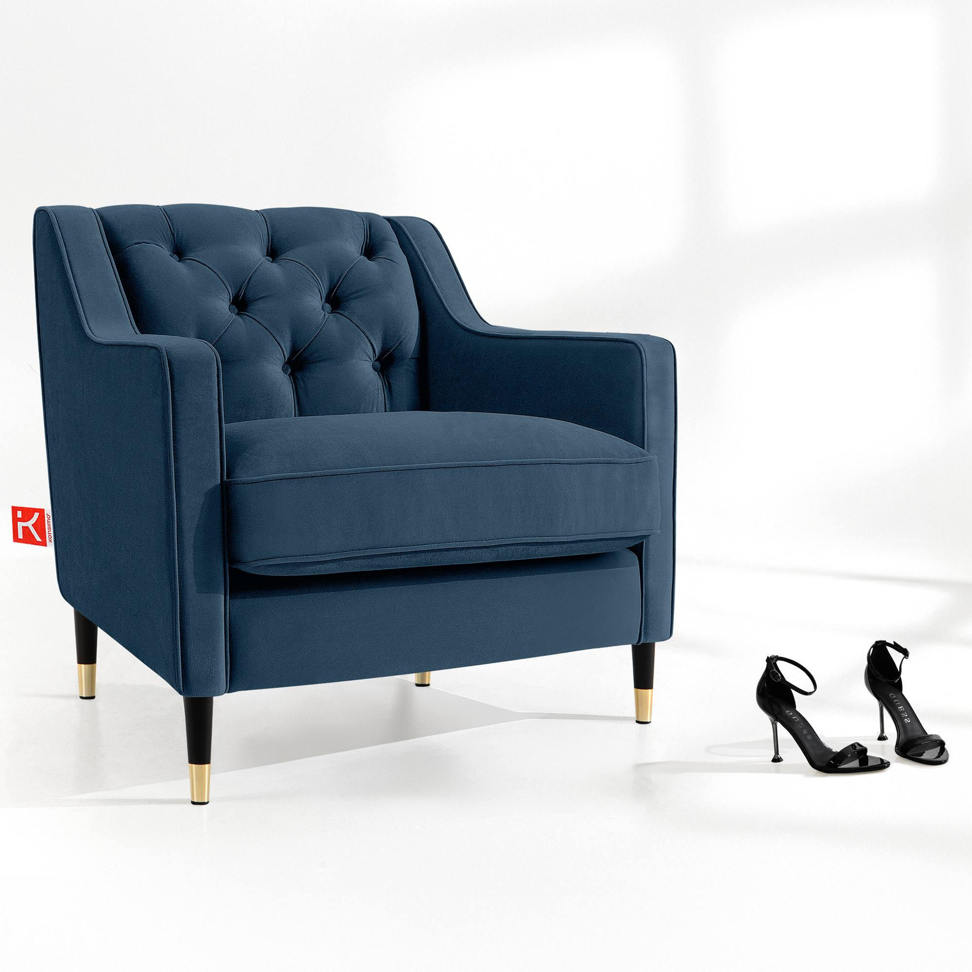 Thumbnail - Konsimo® Sessel, Dunkelblau, Holz, Holzwerkstoff, 1-Sitzer, 77x78x80 cm, Wohnzimmer, Sessel, Polstersessel