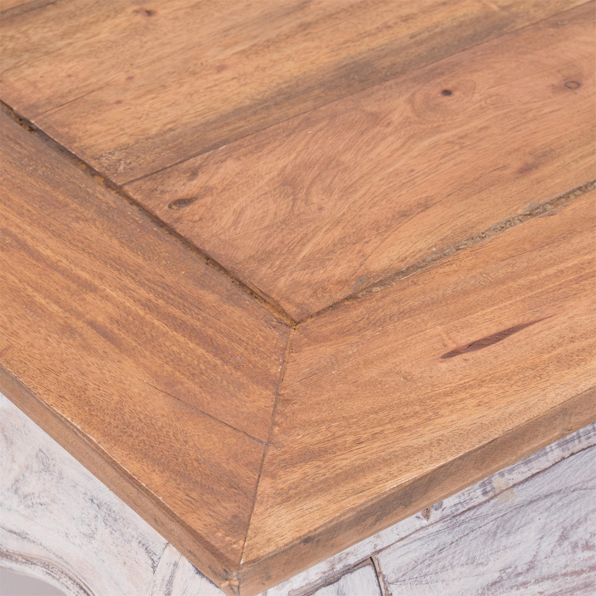 OPIUMTISCH EAST 80 Mahagoni Massivholz 05 weiß-natur - Multicolor, Holz (80/80/36cm) - DESIGN DELIGHTS