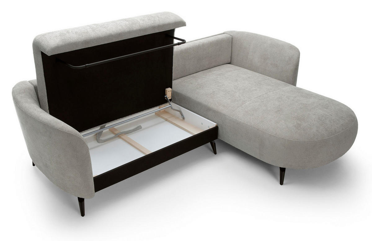 ECKSOFA auf Füßen Kendra 260 cm mit Schlaffunktion, Rechts, Hellgrau - Hellgrau, Holz (180/260cm) - Emporius