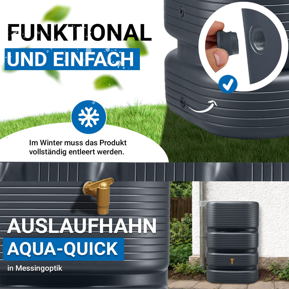 WANDTANK 500 L, graphite grey - Graphitfarben, Kunststoff (62/122/80cm) - 4rain