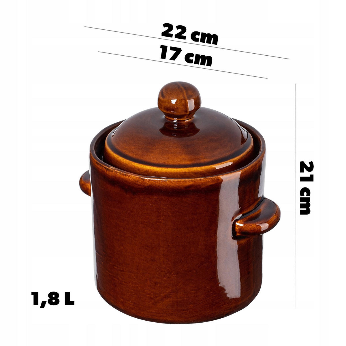 STEINZEUGTOPF mit Deckel, 1.8L - Braun, Keramik (17cm) - KADAX