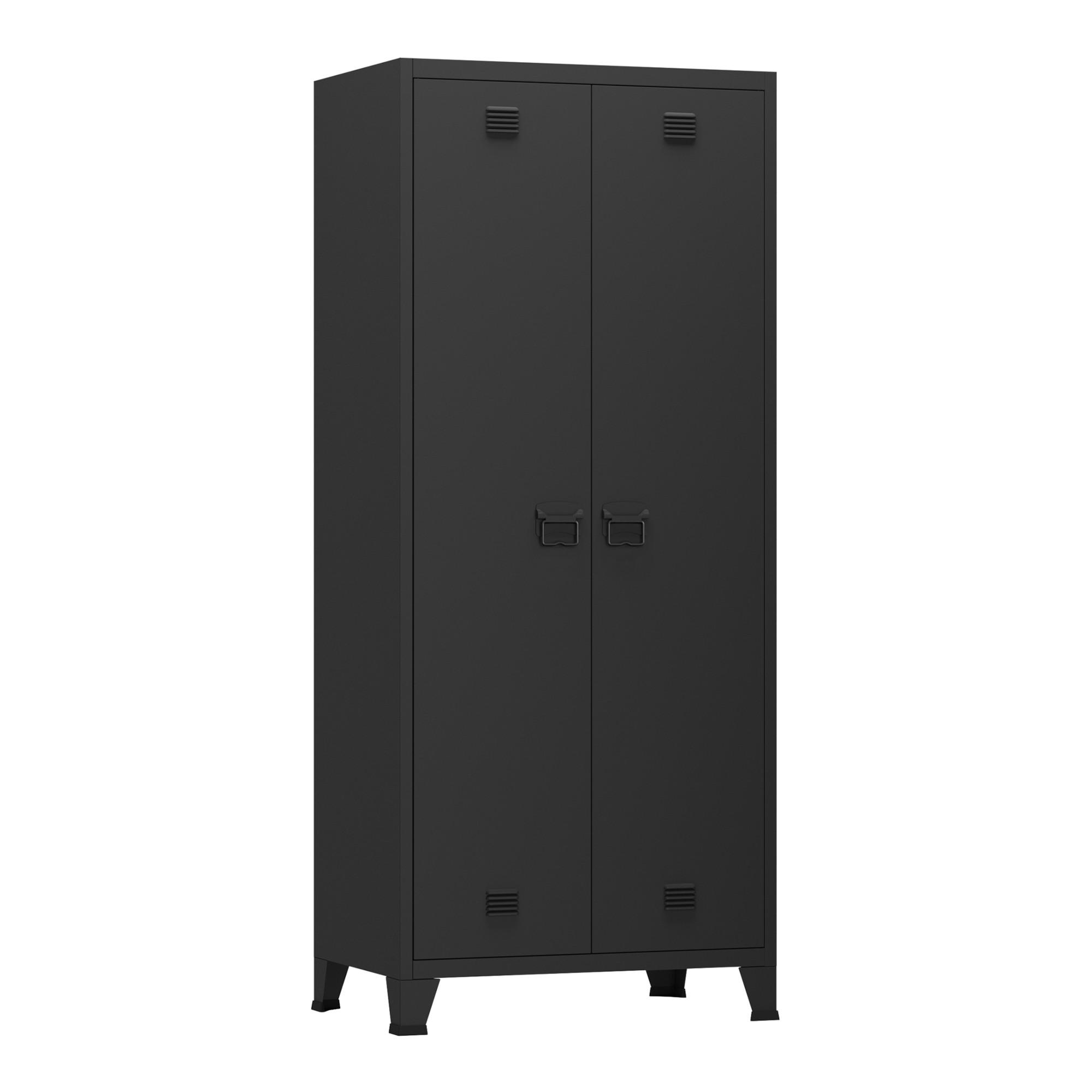 [en.casa] Kleiderschrank Schwarz 90x180x40 cm