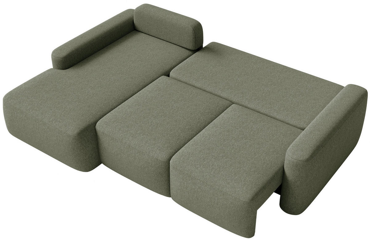 ECKSOFA Carnos Mini Olivgrün Chenille - Schwarz/Olivgrün, Kunststoff/Textil (238/164cm) - Selsey