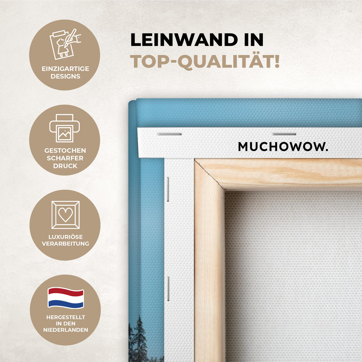 LEINWANDBILD Winterlandschaft - Natur - Haus - Berge - Schnee 60x90 cm - Hellblau, Textil (60/90cm) - MuchoWow