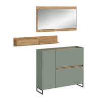 GARDEROBE Flow (B/H/T: ca. 140/192/32 cm) 3 tlg. in Salbei/Salbei - Salbeigrün, Holzwerkstoff (140/192/32cm) - Homes & Jones