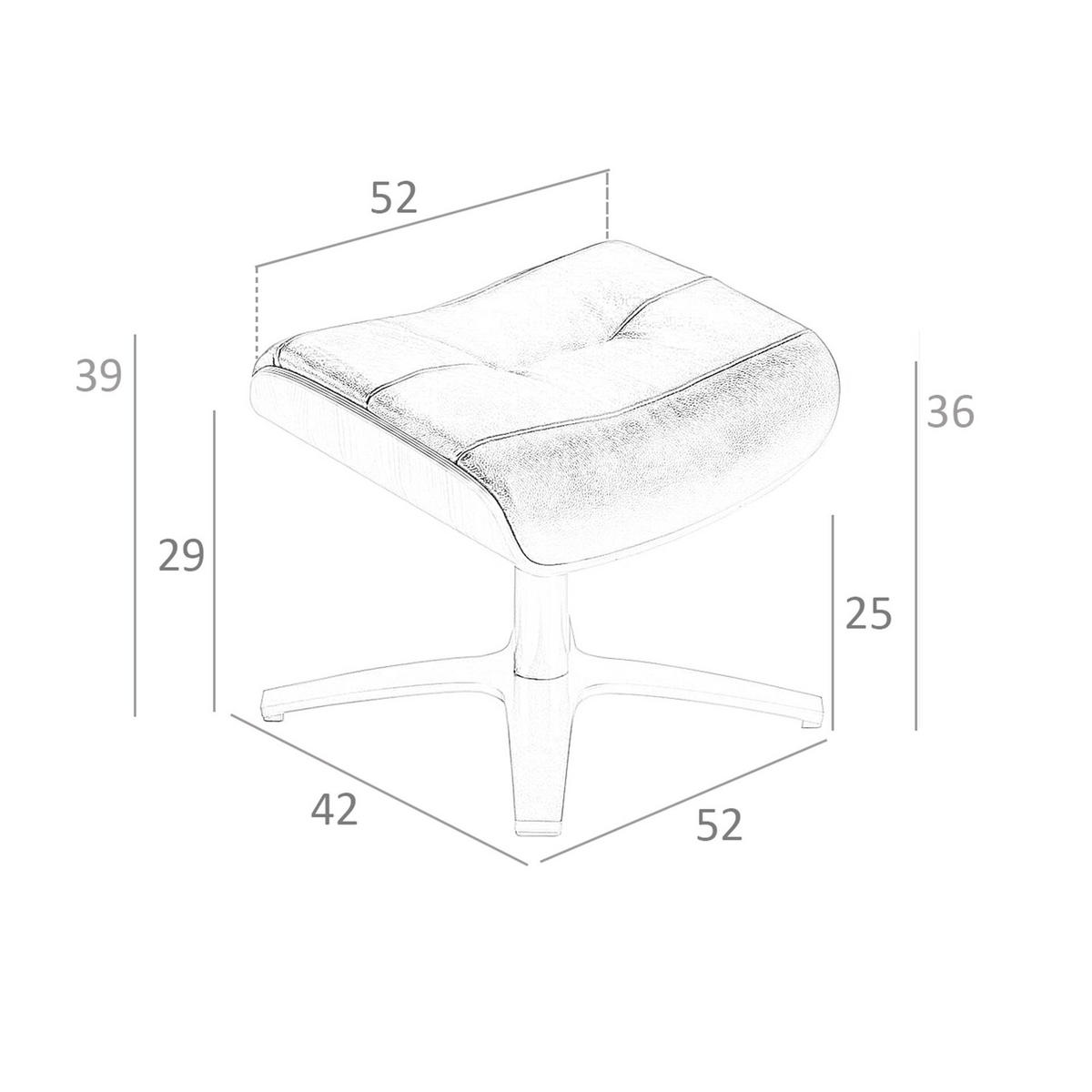 FUSSBANK Hocker aus braunem Leder 52/42/39 cm - Dunkelgrau/Braun, Leder (52/39/42cm) - ANGEL CERDA