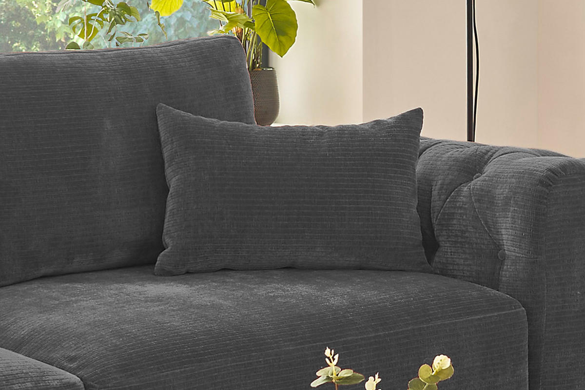 SPITZKISSEN RECHTECKIG SEPHI Cord - Anthrazit, Textil (60/60cm) - KAWOLA